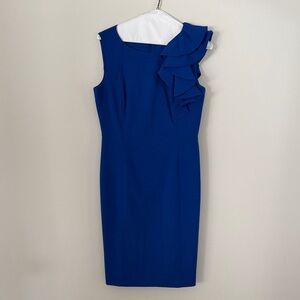 Calvin Klein Collection One Shoulder Blue Dress